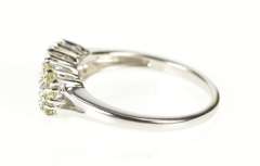 14K White Gold Tiered Row Cluster Peridot Statement Ring