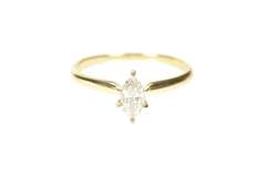 14K Yellow Gold 0.59 Ct Marquise Diamond Solitaire Engagement Ring