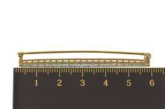 14K Yellow Gold Art Deco Blue Enamel Daisy Filigree Bar Pin/Brooch