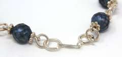 Sterling Silver Blue Pearl Station Bracelet
