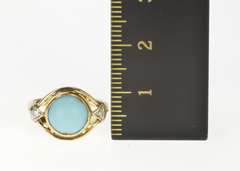 14K Yellow Gold 1930's Turquoise Diamond Accent Statement Ring