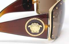 Versace Brown Shield and Gold Sunglasses