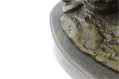 Lion and Snake Bronze Statue on Marble Base Sculpture