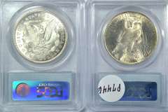 PCGS MS64 graded 1921 Morgan & 1923 Peace Silver Dollar