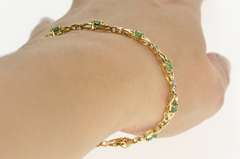 10K Yellow Gold 2.35 Ctw Oval Emerald Diamond Accent Ornate Bracelet