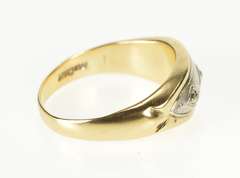 14K Yellow Gold Retro Two Tone Diamond Men's Wedding Band Ring