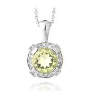 Sterling Silver 3.4ct TGW Lime Quartz & White Topaz Round Necklace Round Necklace