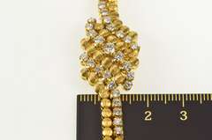 18K Yellow Gold 1940's Diamond Round Wave Link Statement Bracelet