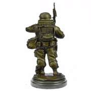 American Soldier Bronze Sculpture on Marble Base Figure