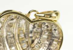 10K Yellow Gold 1.00 Ctw Baguette Diamond Channel Heart Pendant