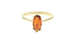 10K Yellow Gold Ornate 1950's Syn. Citrine Solitaire Cocktail Ring