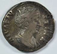 Scarce early Roman Silver Denarius of Faustina I, 141AD