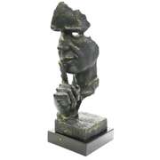 Silence Bronze Sculpture on Marble Base Figurine