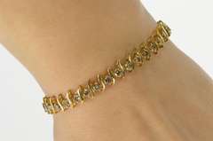 10K Yellow Gold 3.50 Ctw Light Brown Diamond Wavy Link Tennis Bracelet