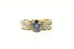 14K Yellow Gold Oval Sapphire Diamond Pave Engagement Ring
