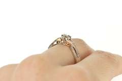 14K White Gold 0.60 Ctw Diamond Halo Criss Cross Engagement Ring
