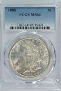 Better near Gem BU 1888 Morgan Silver Dollar. PCGS MS64