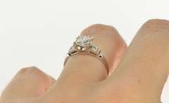 14K White Gold 1.00 Ctw Classic Three Diamond Engagement Ring