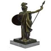 Roman Soldier Bronze Statue on Marble Base