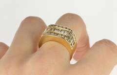 14K Yellow Gold 2.60 Ctw Tiered Row Diamond Inset Statement Ring