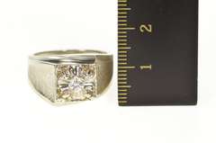 14K White Gold Men's 0.18 Ct Diamond Squared 1960's Wedding Ring