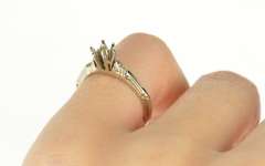 18K White Gold Retro Ornate 5.0mm Engagement Setting Mount Ring