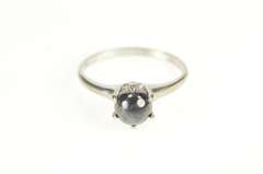 10K White Gold Hematite Sphere Solitaire Unique Statement Ring