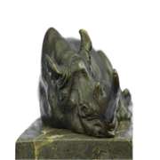 Rhino Bronze Sculpture on Marble Base Figurine