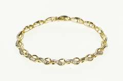 10K Yellow Gold Baguette Diamond Wavy Loop Link Tennis Bracelet