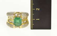 18K Yellow Gold 4.10 Ctw Natural Emerald Diamond Statement Ring