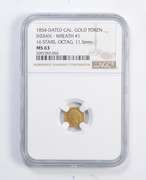 MS63 1854 Dated California Gold Token Indian Wreath #1 Octagon - NGC