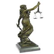 Lady Blind Justice Bronze Statue with Marble Base Sculpture
