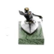 Canoeing Trophy Bronze Sculpture on Marble Base Figure