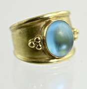 High-Fashion 18K Cabachon Blue Topaz Ring