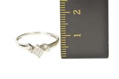 14K White Gold Princess Diamond Cluster Accent Engagement Ring