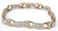 Wonderful 2 Tone Baguette Link Bracelet