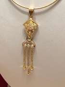 18k gold thin omega chain with Diamond Pendant