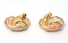 14KT Tri Textured Gold Earrings