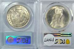 PCGS MS64 graded 1921 Morgan & 1923 Peace Silver Dollar