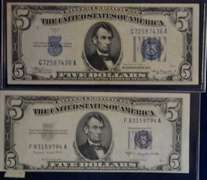 Lot of 2 UNC 5 Dollar Silver Certificates