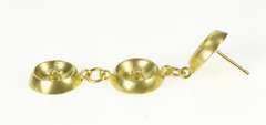 18K Yellow Gold Tiered Diamond Circle Dish Dangle Statement Earrings