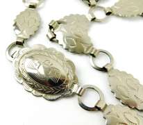 Vintage Signed Silvel Engraved Concho Belt, 34 Inches