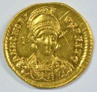 Rare Near Mint Honorius Roman Gold Solidus, 393-423 AD