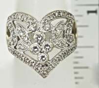 Contemporary Lacy 14K Diamond  V-Shaped  Ring