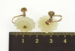 10K Yellow Gold Carved Quartz Daisy Flower Screw Back Earrings