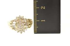 14K Yellow Gold 1.00 Ctw Diamond Cluster Halo Statement Ring