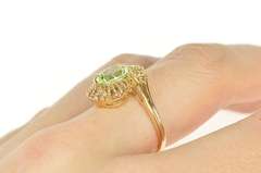 10K Yellow Gold 1960's Lime Quartz Rope Filigree Cocktail Ring