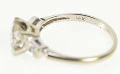 14K White Gold 1.00 Ctw Classic Three Diamond Engagement Ring