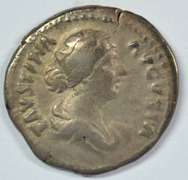 Scarce Roman Silver Denarius of Faustina II, 161-175 AD