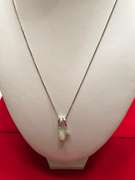 14k white gold ladies chain and diamond pendant